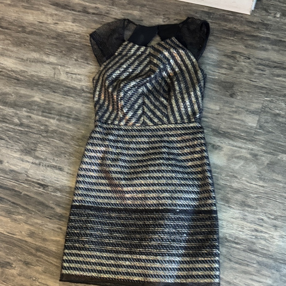 Phoebe Couture Black and Gold Mini Dress